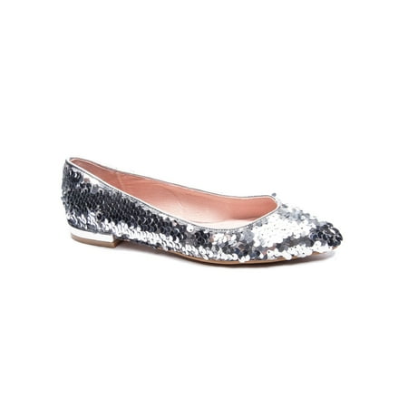 

CHINESE LAUNDRY Womens Silver Sequins Comfort Gavin Pointed Toe Block Heel Slip On Ballet Flats 7.5