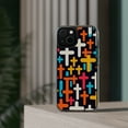thumbnail image 3 of DistinctInk Hybrid (Acrylic / TPU) Clear Slim Fit Case for Apple iPhone 12 MINI (5.4" Screen) - "Vibrant Minimalist Christian Cross Pattern", 3 of 8