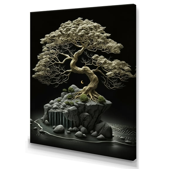 Designart Bonsai Tree On Rocks I Canvas Wall Art