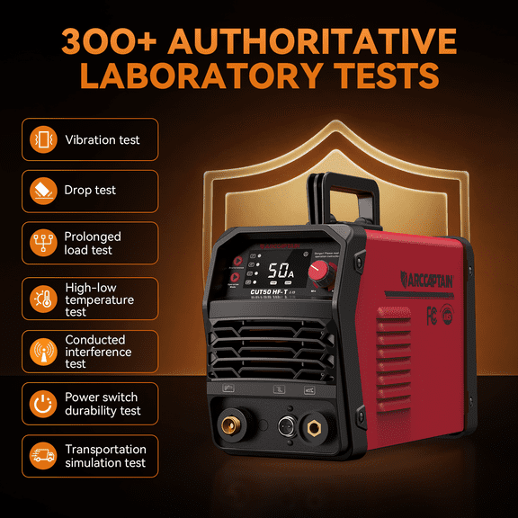 ARCCAPTAIN 50A Plasma Cutter, 110V/220V Dual Voltage Metal Cutting Machine, 1/2" Clean Cut with Large LED Display, 2T/4T & Post Flow, Portable IGBT