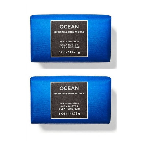 2 Pack Bath and Body Works- Ocean Men's Collection- Shea Butter Cleansing Bar 5 oz