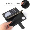 thumbnail image 6 of Wallet Case for iPhone 16e, Premium Vintage PU Leather Zipper Pocket Case with Card Holder Slots Magnetic Closure Kickstand Wrist Strap Shockproof Flip Folio Cover - Black, 6 of 7