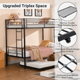 thumbnail image 6 of SYNGAR Twin over Twin Bunk Bed, Metal Bunk Bed with Flat Ladder & Safety Guardrail, Convertible Trundle Bunk Bed Frame, for Dorm, Bedroom, Guest Room, No Box Spring Needed, Black, 6 of 10