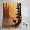 thumbnail image 4 of Shower Curtains for Bathroom-36"x72",Deer Pine Trees Golden Light Waterproof Bath Curtain Grommet Shower Curtain Set with Hooks, 4 of 9
