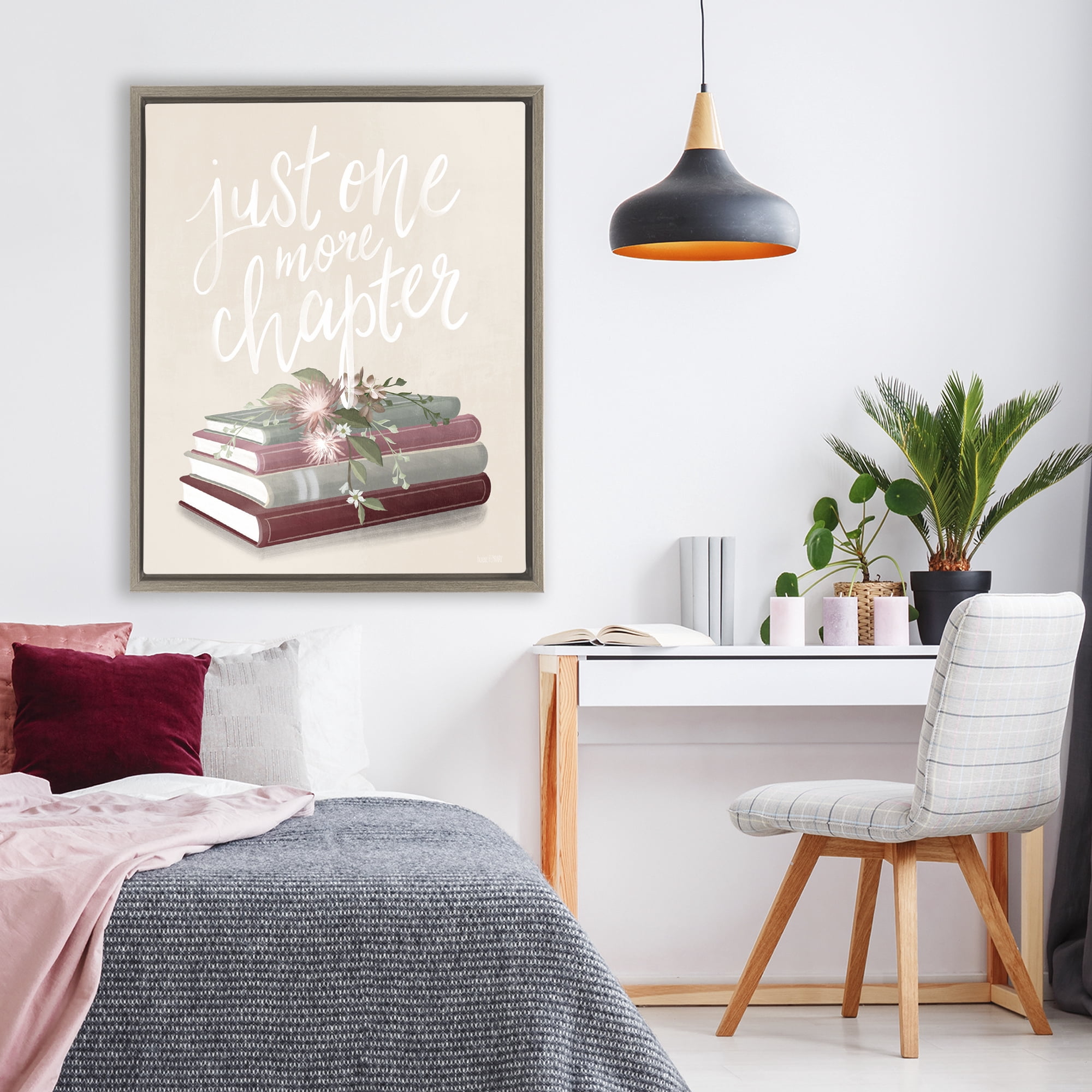 Stupell Industries One More Chapter on Beige Brown Framed Floater Canvas Wall Art, design by House Fenway