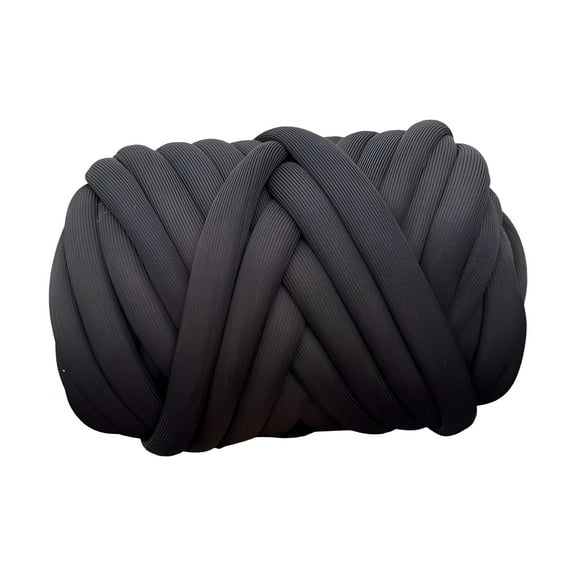 AUQ 250G Chunky Yarn Arm Knitting Yarn Length 787inch Crocheting Soft DIY Washable Tube Giant Yarn Jumbo Tubular Yarn Bulky Yarn for Craft Weave Black