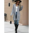 thumbnail image 2 of Fall Long Sleeve Cardigan Sweaters for Women Trendy Winter Open Front Loose Knitted Cardigan with Pockets Grey XL, 2 of 8