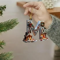 26 Letters Jesus Themed Christmas Tree Pendant, Personalized DIY Religious Ornament, Xmas Hanging Decor for Christian Home Church Festive Decoration, 3.54in/9cm, M