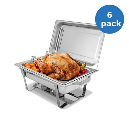 Porcelain Round Chafing Dish - Zimtown (Pack of 6) 8 Quart Full Size Chafing Dishes Buffet, Food Grade Stainless Steel, Catering Chafer Warmer Set for for Weddings Parties Banquets Catering Events