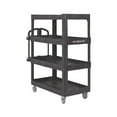 thumbnail image 2 of Rubbermaid Commercial 2128657 BRUTE 24.35 in. x 54.1 in. x 62.4 in. 4 Shelves 700 lb Capacity Plastic Heavy Duty Ergo Utility Cart - Black, 2 of 6