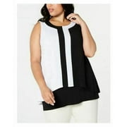 Alfani Women's Colorblocked Sleeveless Top Black Size Petite L
