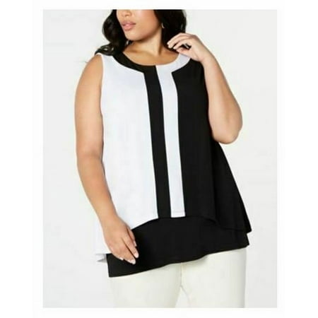 Alfani Women's Colorblocked Sleeveless Top Black Size Petite L