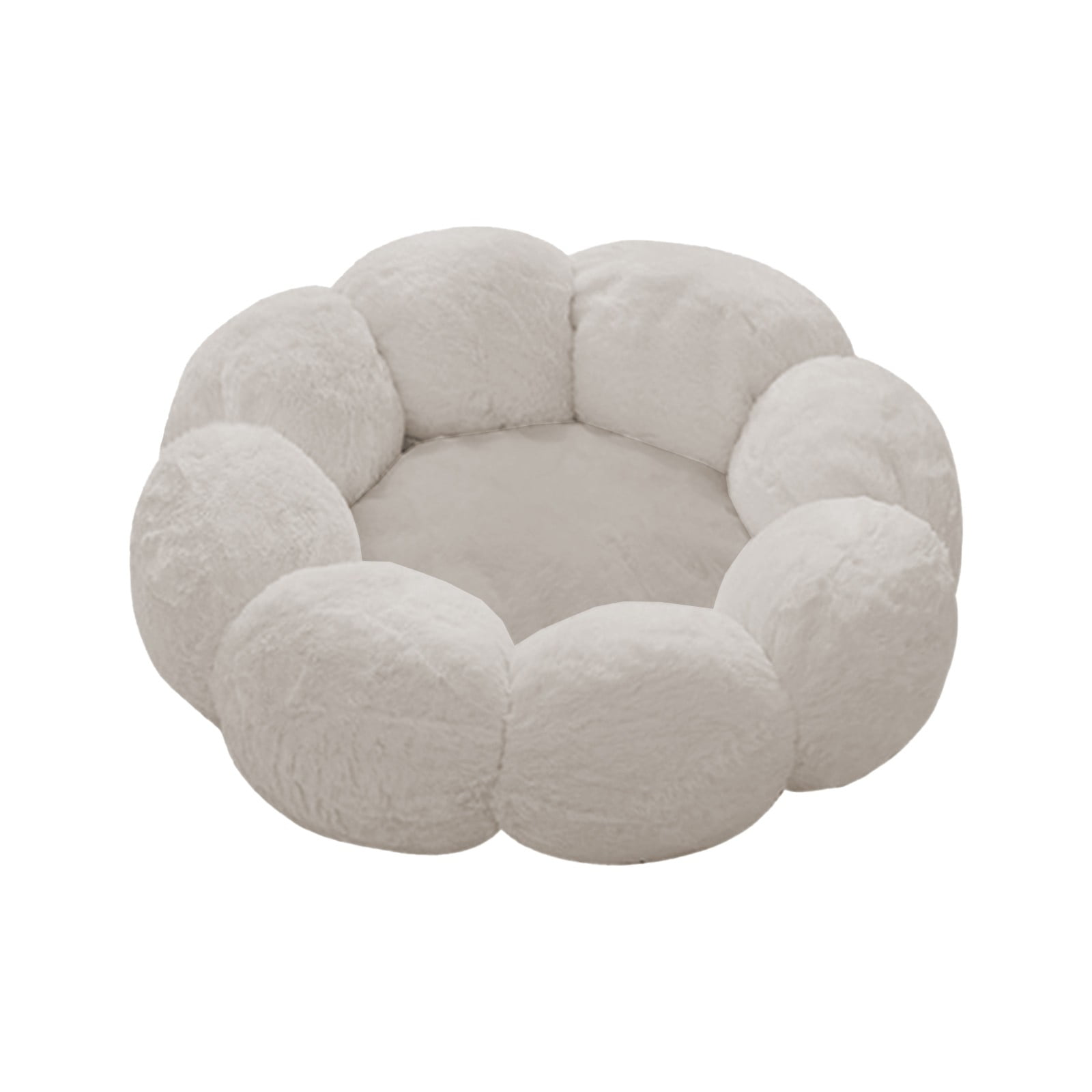 Nebwoak Round Cat Bed Warm Rounded Petals Calming Dog Cats Bed Cuddler Warming Cozy Soft Bed Faux Furs Cushion Bed for Small Medium Dogs and Cats