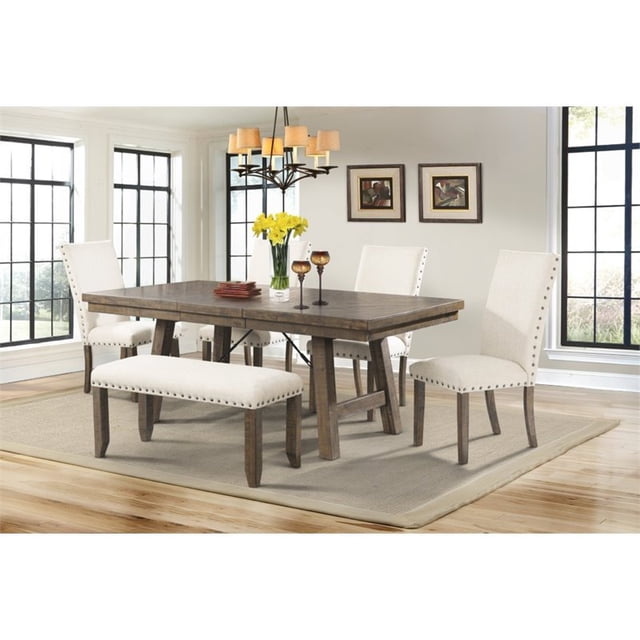 Picket House Furnishings Dex 6 Pièces Ensemble Repas en Noyer et Crème