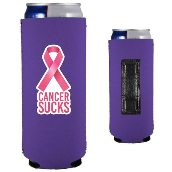 Cancer Sucks Magnetic Slim Can Coolie (Purple)