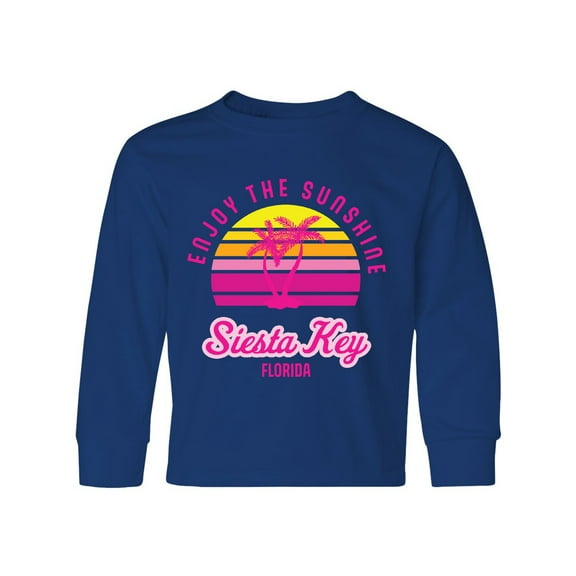 Inktastic Summer Enjoy the Sunshine Siesta Key Florida in Pink Long Sleeve Youth T-Shirt