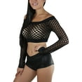 thumbnail image 4 of ToBeInStyle Women's Fishnet Long Sleeve Crop Top, Blouses & Tops, 4 of 12