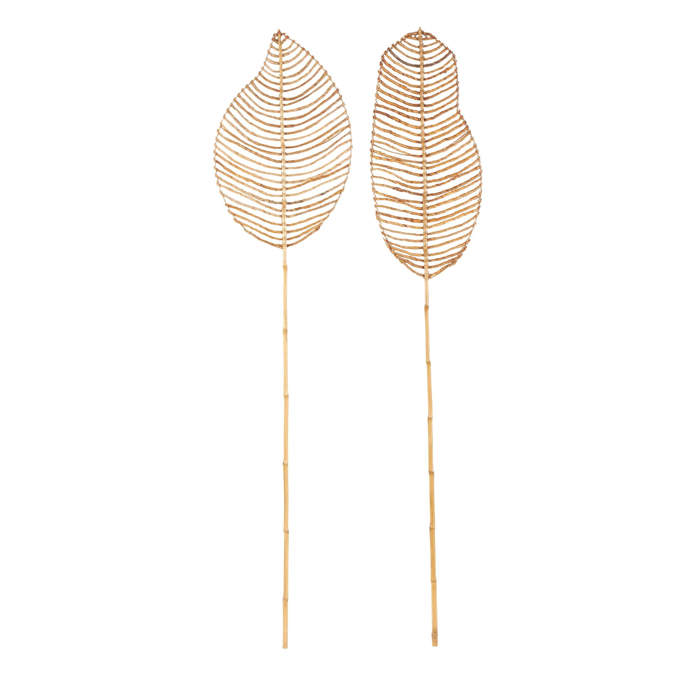 77" Palm Tree Handmade Tall Woven Leaf Stick Bamboo Wood Natural Foliage Bouquet, by DecMode (2 Count)