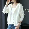 thumbnail image 3 of Casual Fashion Hooded All-match Knitted Cardigan Sweaters Women's Clothing 2022 Autumn New Solid Color Button Loose Korean Tops, 3 of 5