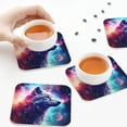 thumbnail image 4 of Leather Coasters with Heat-resistant for Drinks, Starry Multicolored Wolf Cup Coasters Cup Pad Mat for Tabletop Protection, Coffee Table, Office Desk and Housewarming Gift, 4 of 5