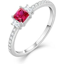 Women's Cubic Zirconia Rings 925 Sterling Silver Princess Cut Birthstone Halo CZ Engagement Promise Ring Anniversary Jewelry for Her, Size 5-10