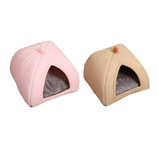 2 Uds Cueva de Felpa Cama para Mascotas Tienda de Campaña para Perros Casa Cálida Rosa Marrón Pequeña Yuyangstore peluche perros cama gato