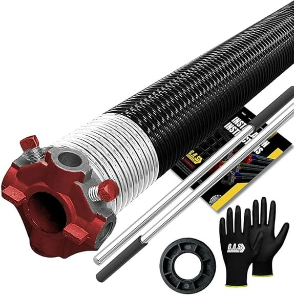 Garage Door Torsion Spring 218x1.75x29 RED Cone for LEFT SIDE of Garage Door with 1" Nylon Bushing , Gloves, and Winding Bars | Precision E-Coating 5-Year Warranty Min. 30,000 Cycles