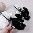 thumbnail image 1 of BESTYASH 1Par Mules Tacón Femenino Negro Con Moño Moderno Y, 1 of 8