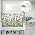 thumbnail image 2 of Hippopotamus Giraffe Zebra Elephant Tiger Curtain Tier and Valance Set 3 Piece, Animal Green Leaf 3-inch Rod Pocket Window Tier Curtains Valance for Kitchen Living Room, 2 of 9
