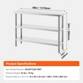 thumbnail image 2 of KFFKFF Metal Kitchen Workstation, 14x48x34 in, with Dual Adjustable Lower Shelves, Durable Stainless Steel Construction for Culinary Tasks, BBQs, and Garage Use, 2 of 8