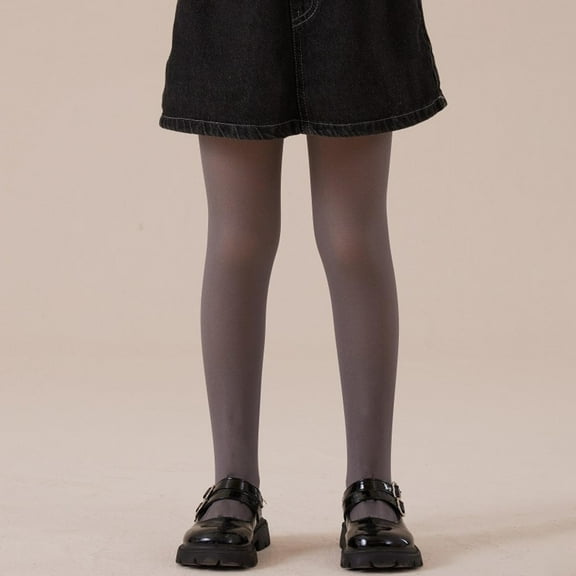 CUZIBR Girls Pants Thermal Plush Lined Tights Solid Color Thickened Warm Stretchy Pantyhose Leggings High Waist Tights Streetwear For Boys,Grey,9-12 Years