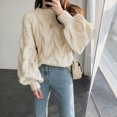 thumbnail image 2 of Suéter de mujer con mangas abullonadas y estilo informal para otoño e invierno, suéter grueso y holgado de estilo coreano, 2 of 5