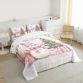 thumbnail image 4 of Feelyou Cute Pink Snowman Bedding Comforter Set for Kids, Dreamy Pine Tree Twin Comforter Sets, Cartoon Christmas Tree Reversible Bedding Set, Ultra Soft Bedroom Decor, 2-Piece, 4 of 9