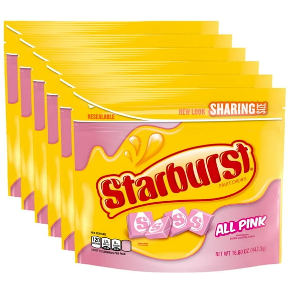STARBURST All Pink Fruit Chews Chewy Candy Bulk Pack, Sharing Size, 15.6 Ounce (Pack of 6)