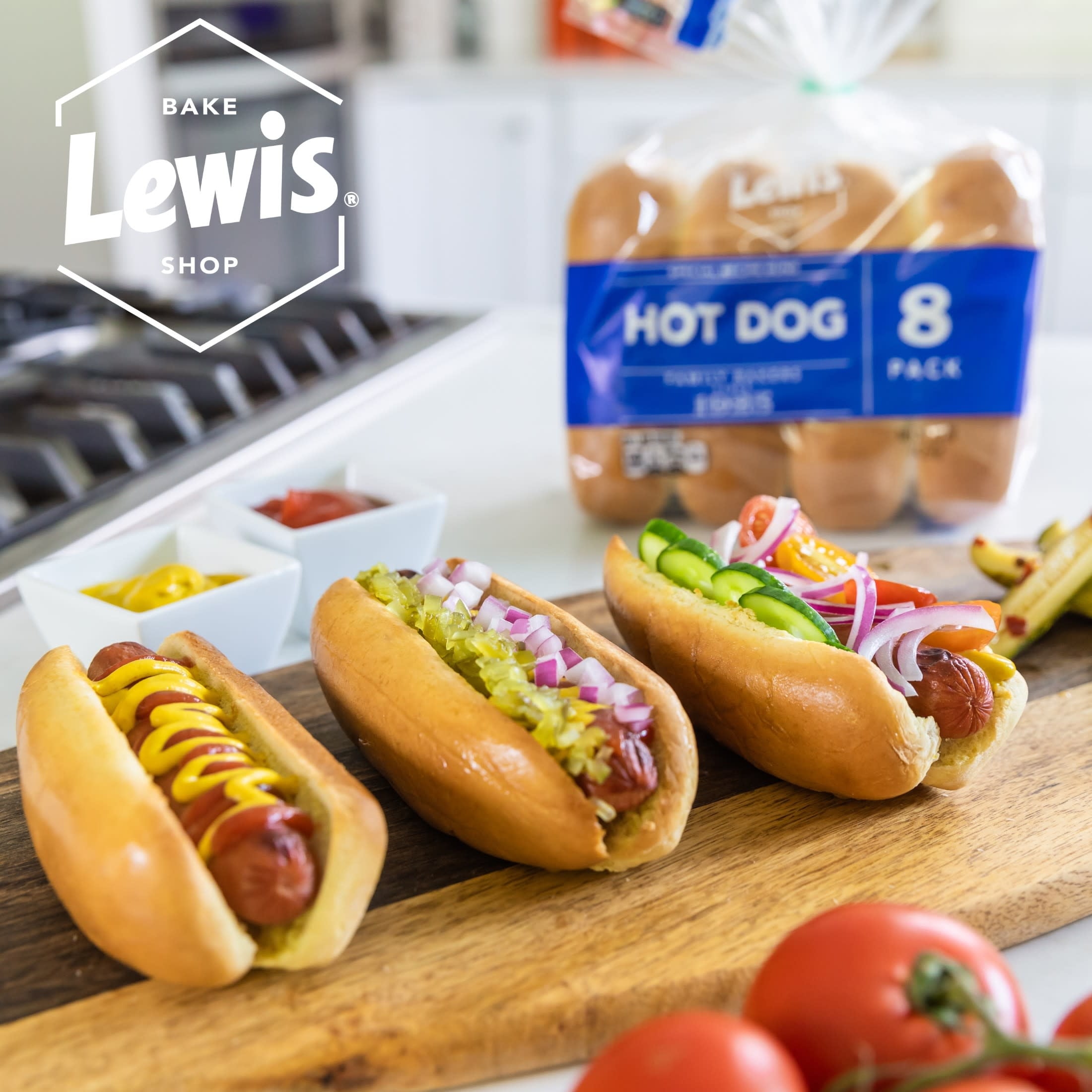 Lewis Bake Shop White Hot Dog Buns, 8 Count, 15 oz