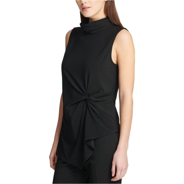 Blusa DKNY con frente torcido para mujer negro XS
