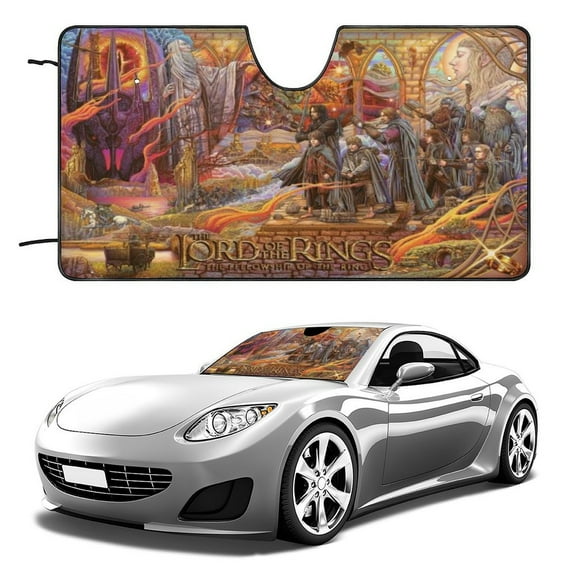The Lord of the Rings Dwarf Car Sunshade 51"x28" Universal size,The Fellowship of The Ring Inside Car Windshield visors Foldable 1 Pack,Besetuui