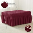 thumbnail image 5 of Stretch Ottoman Cover, Ottoman Slipcovers Soft Seersucker Footstool Protector Covers with Skirt Storage Ottoman Slipcover for Living Room Bedroom -Dark Green-Large, 5 of 7