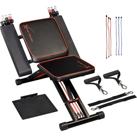 TOTAL FLEX L Folding Weight Bench & Exercise Bench Press Rack - Fitness Benches, Gym Bench for Home, Multi Gym Strength Training Equipment, Portable Gym w. additional Resistance Bands