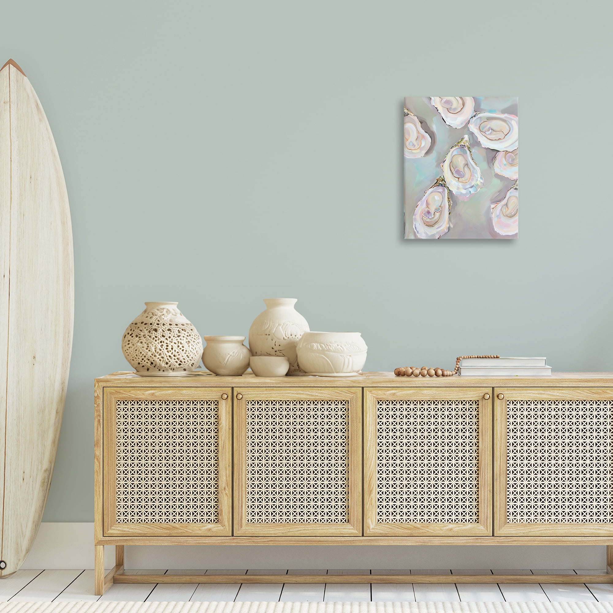 Stupell Industries Pastel Oysters Still Life Food & Beverage Painting Wrapped Canvas Art Print Wall Art, 16 x 20