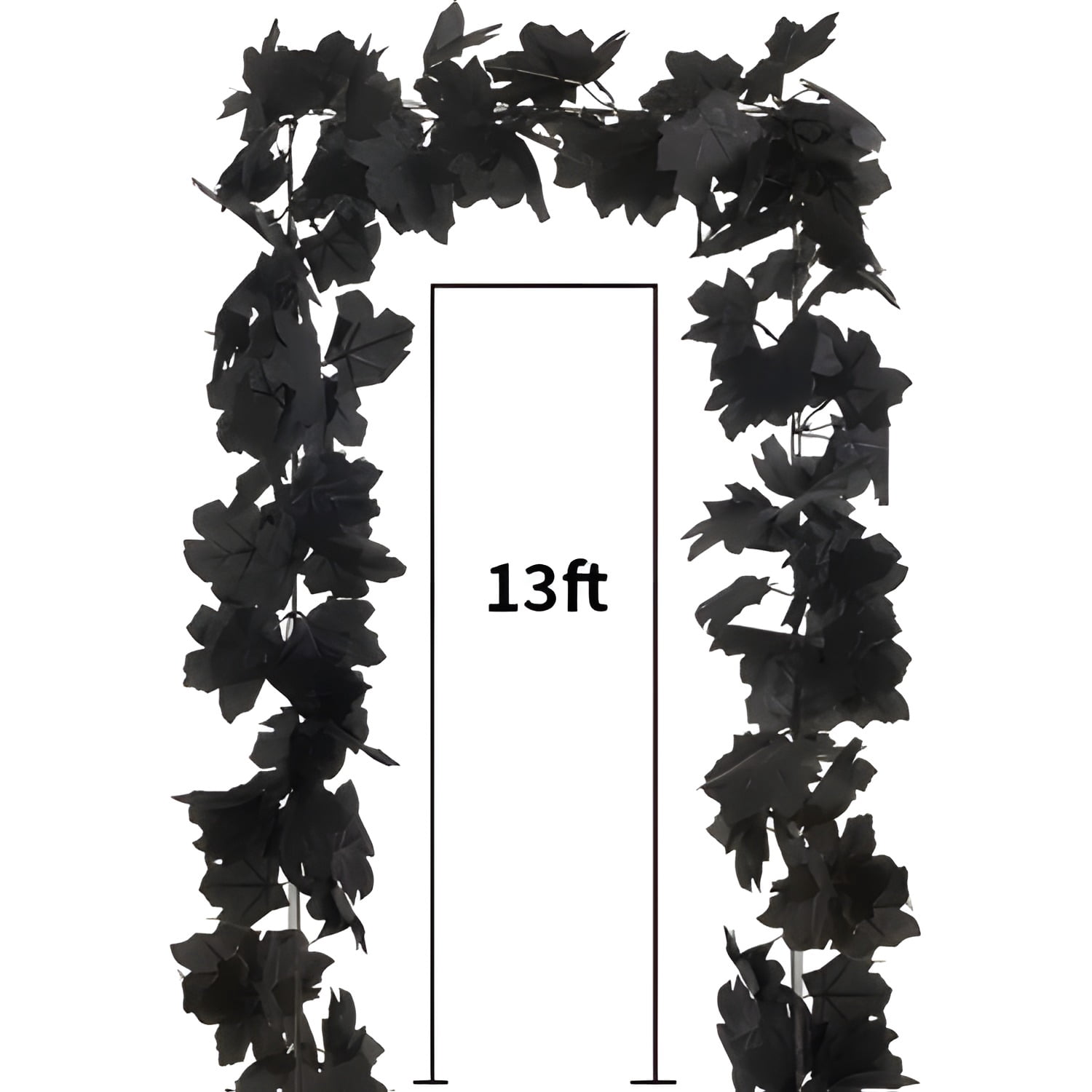 13 FT Black Garland Halloween 2pcs Artificial Black Maple Leaf Garlands Fall Leaves Vines for Autumn Thankgiving Halloween Decoration for Home
