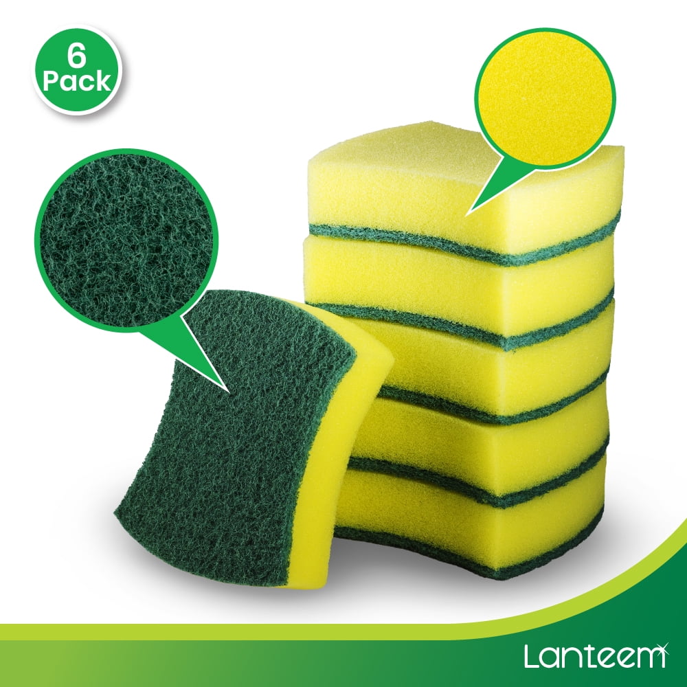 LANTEEM Easy Grip Sponge Scouring Pads Great for Use in the Kitchen Bow Tie Shape Bathroom & More. Green scourer/Yellow sponge 30 LANTEEM Easy Grip Sponge Scouring Pads Great for Use in the Kitchen Bow Tie Shape Bathroom & More. Green scourer/Yellow sponge 30