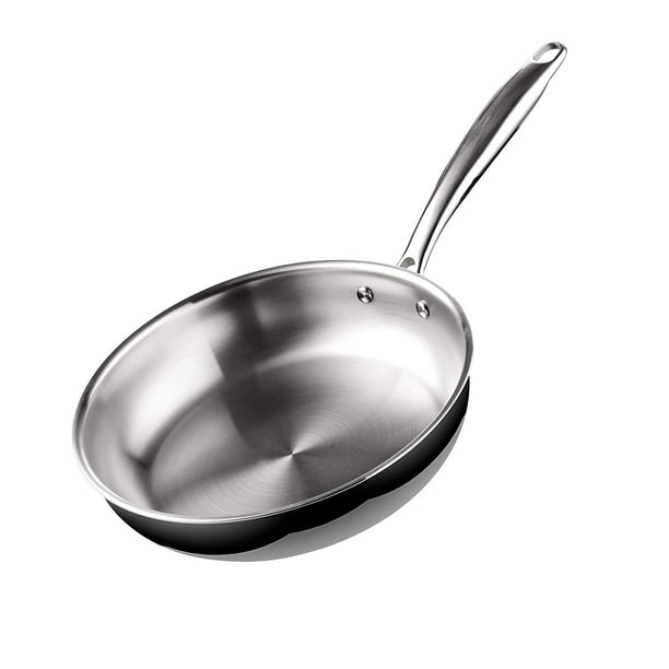 Cook N Home 02682 TriPly Clad Stainless Steel Skillet Saute Fry Pan, 10inch, silver Walmart