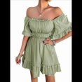 thumbnail image 4 of Vestido de Corta con Volantes en Color Liso para Mujer, Verde, Talla XL, 4 of 10