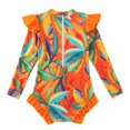 thumbnail image 3 of GYRATEDREAM Kids Girls Rash Guard Long Sleeve One Piece Swimsuits One-Piece Zipper Bathing Suits Quick Dry Swimwear, 3 of 4