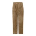 thumbnail image 6 of BXINGOHAI Corduroy Pants for Women Casual Drawstring Elastic High Waist Straight Leg Pants Loose Comfy Trousers with Pockets Khaki M, 6 of 7