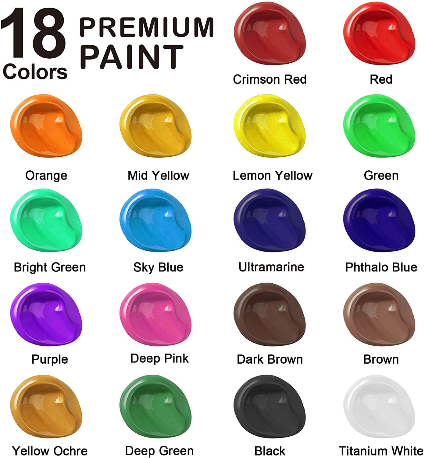 Acrylic Paint, Shuttle Art 18 Colors Acrylic Paint Pouches (120ml/4.06oz), Artist Grade Acrylic Paint Set, Rich Pigments, Non-Toxic for Artists, Beginners and Kids