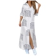 thumbnail image 2 of Summer Saving Clearance 2022! TIANEK Ladies Summer Dress Show Thin Print Long Sleeve Button Collar Carving Waist Dresses Boho Knee-Length Dress, 2 of 7