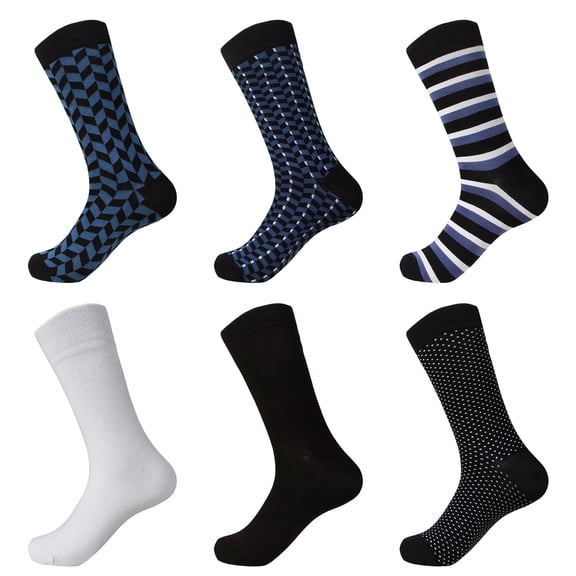 Natural Feelings Men's Pattern Crew Socks, Colorful Striped Cotton Novelty Socks for Men 6 Pack