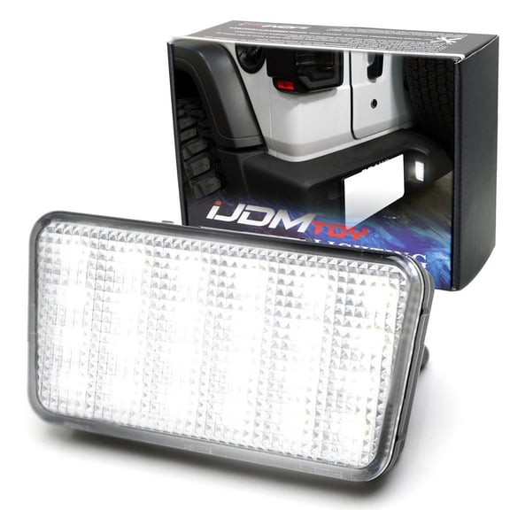 OEM-Fit 3W Full LED License Plate Light Kit For Jeep 2018-up Wrangler JL JLU, Powered by 18-SMD Xenon White LED Diodes